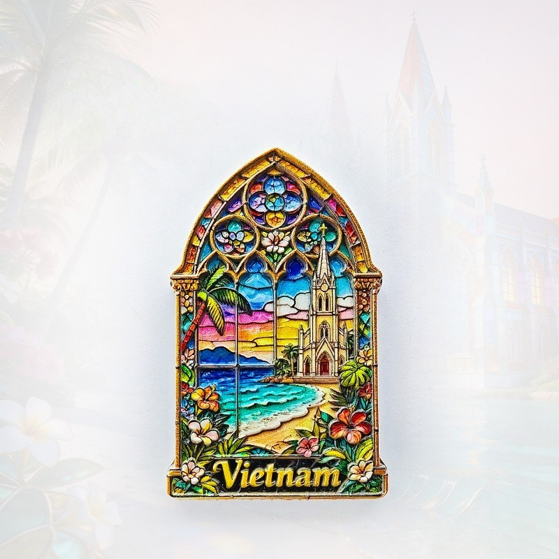 Car Accessories Bali - Vietnam Stained Glass Fridge Magnet -
