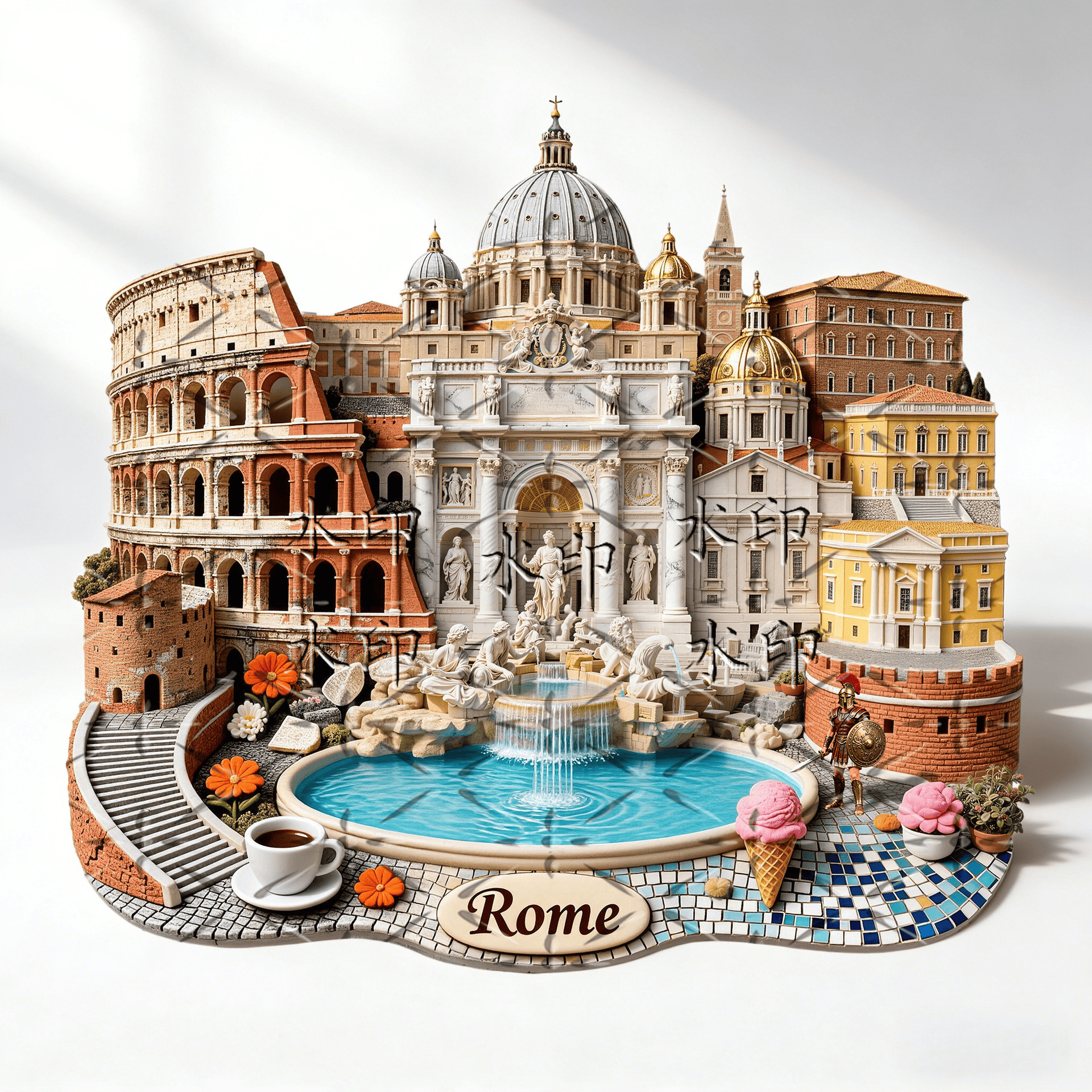 Car Accessories Bali - Italy Rome Panorama Landmark Metal Fridge