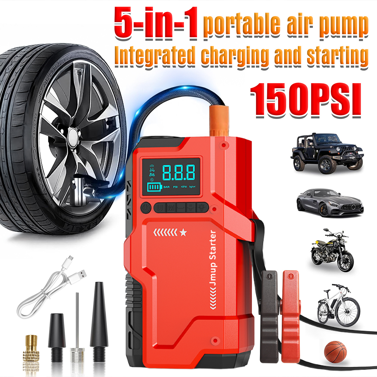 Tire Pressure Monitor - Multifunctional automatic tire inflator for cars