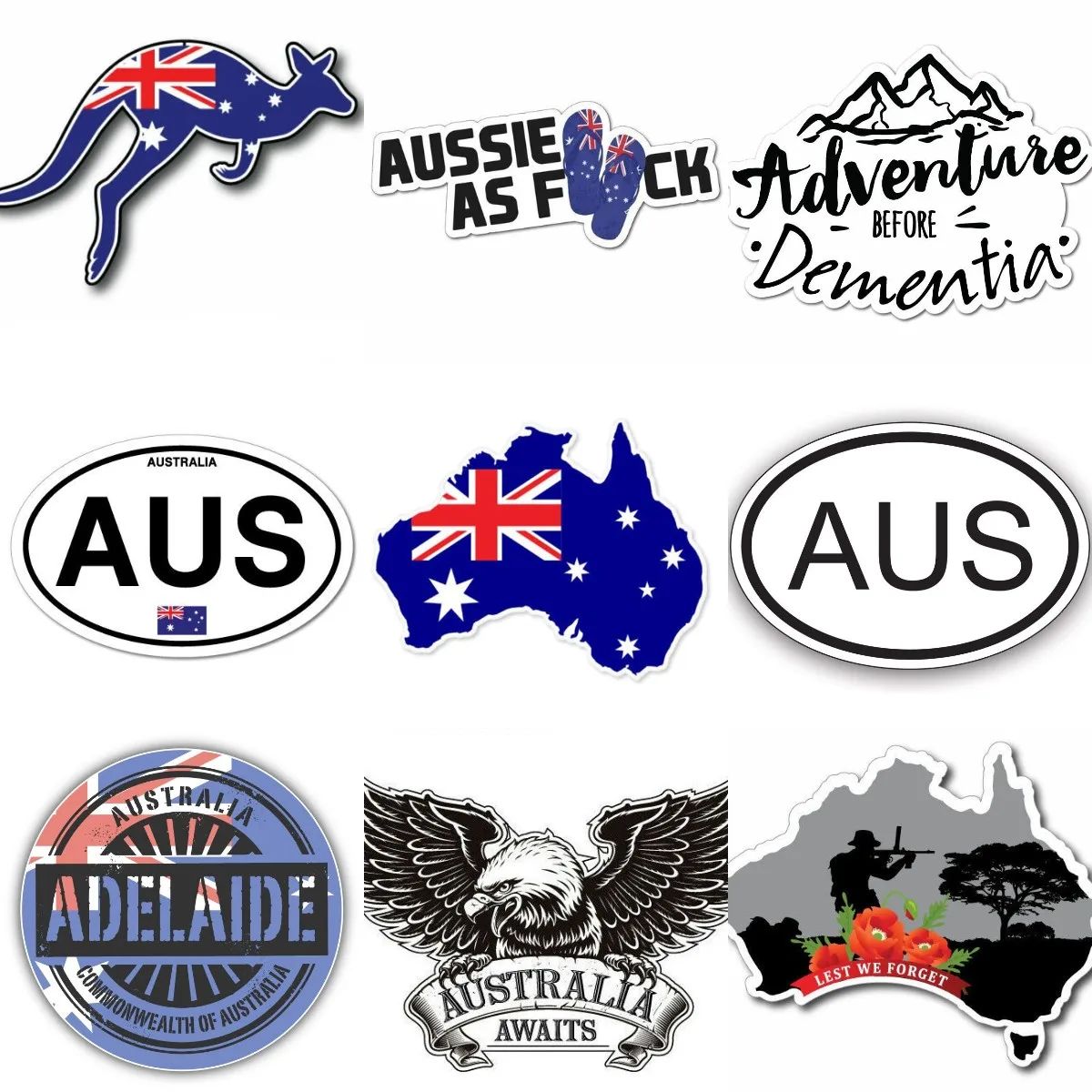 Car Accessories Australia - AUS Australia Flag Map Emblem Kangaroo