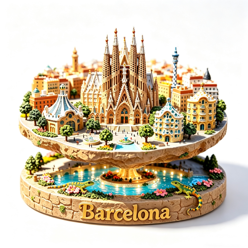 Car Accessories Bali - Spain Metal Fridge Magnets Barcelona Travel