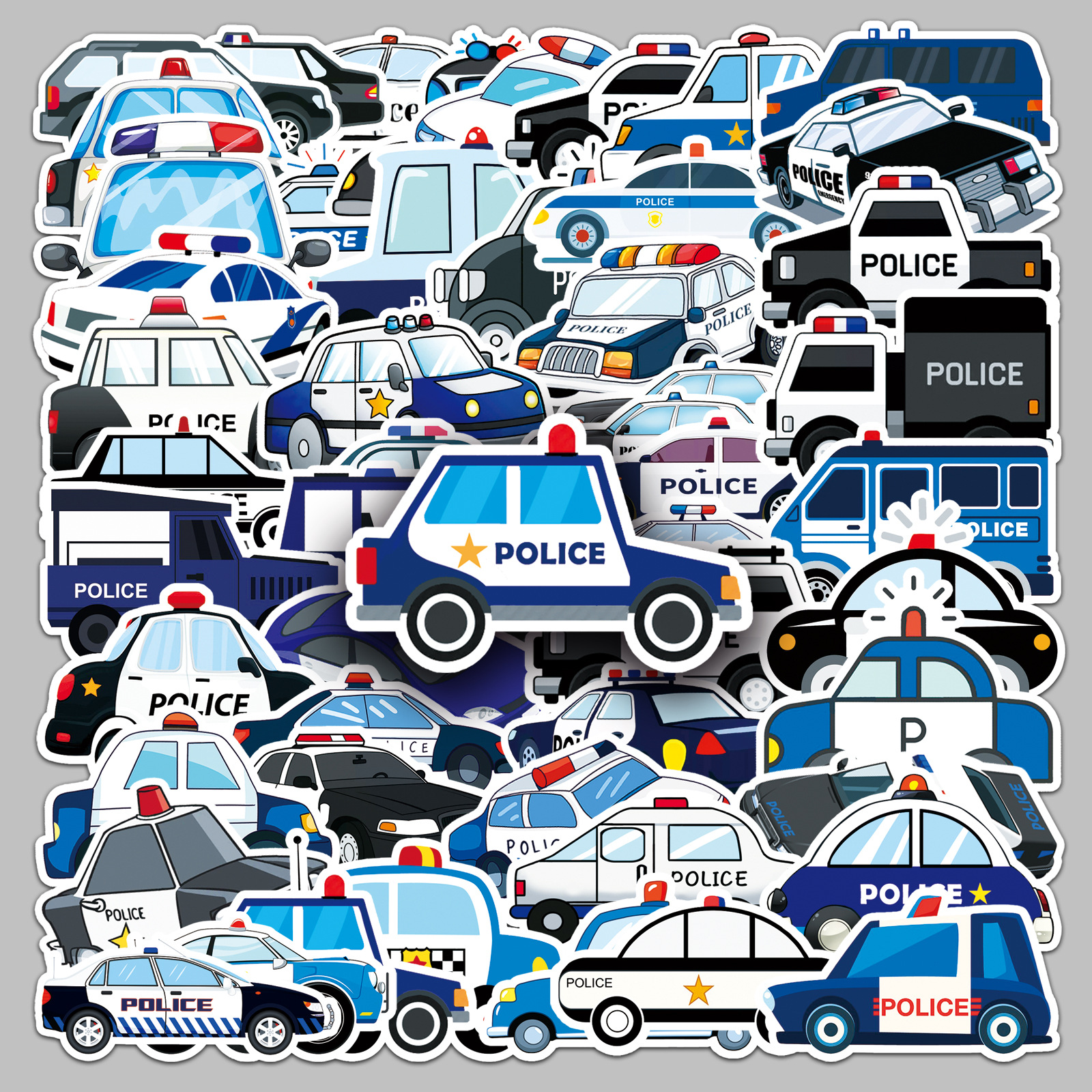 50Pcs Cartoon Police Car Theme - Car Accessories For Boys reseña y precio