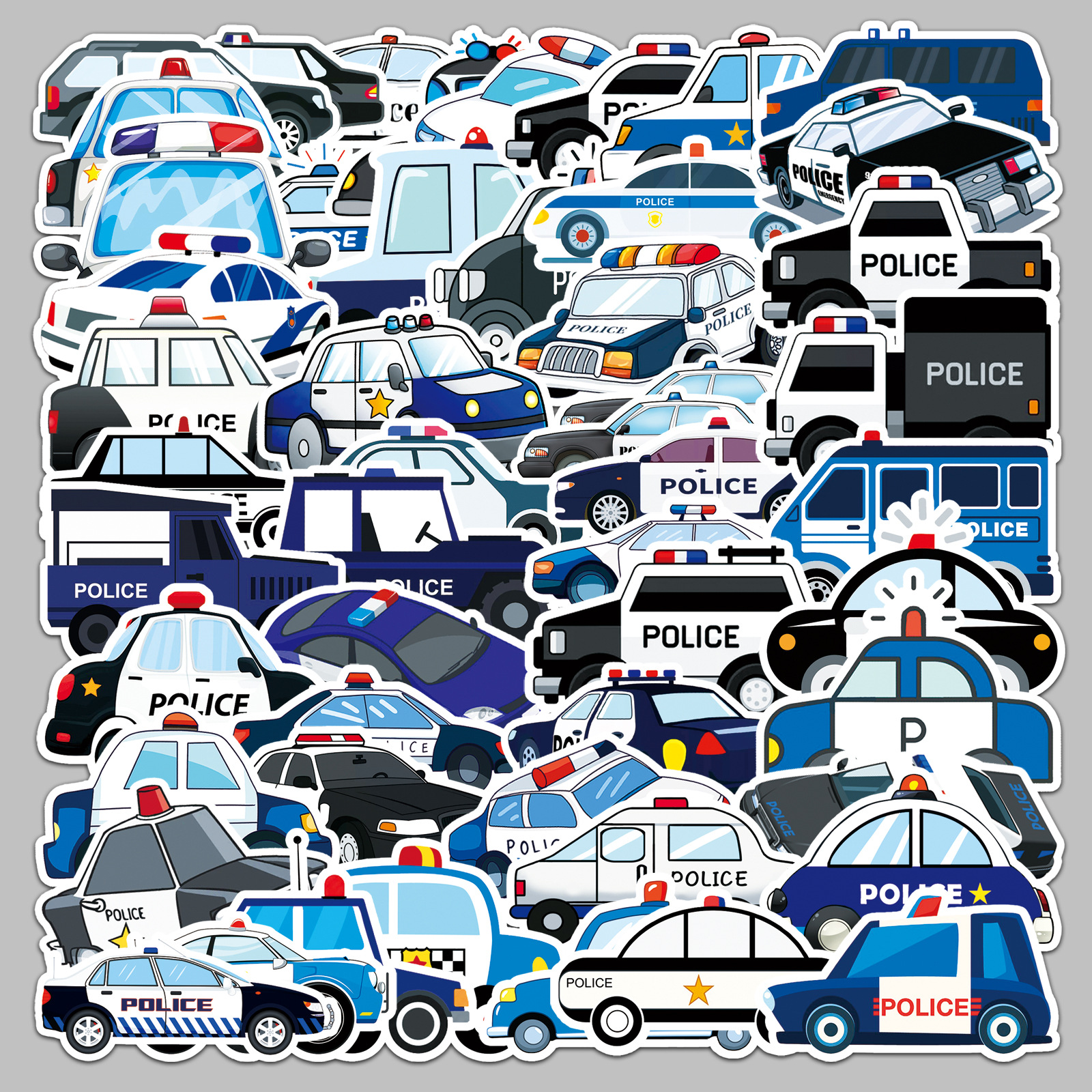 50Pcs Cartoon Police Car Theme - Car Accessories For Boys reseña y precio