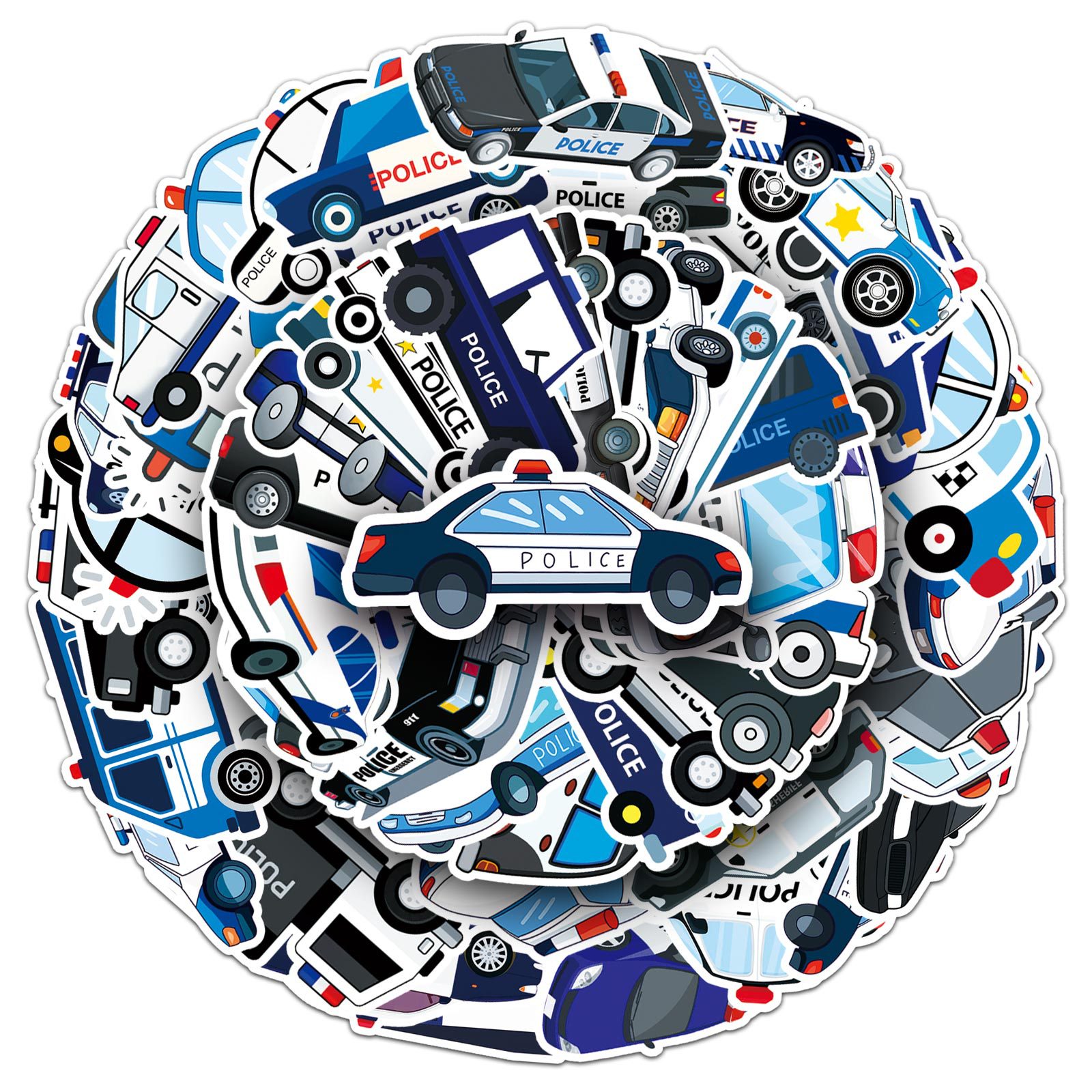 50Pcs Cartoon Police Car Theme - Car Accessories For Boys reseña y precio