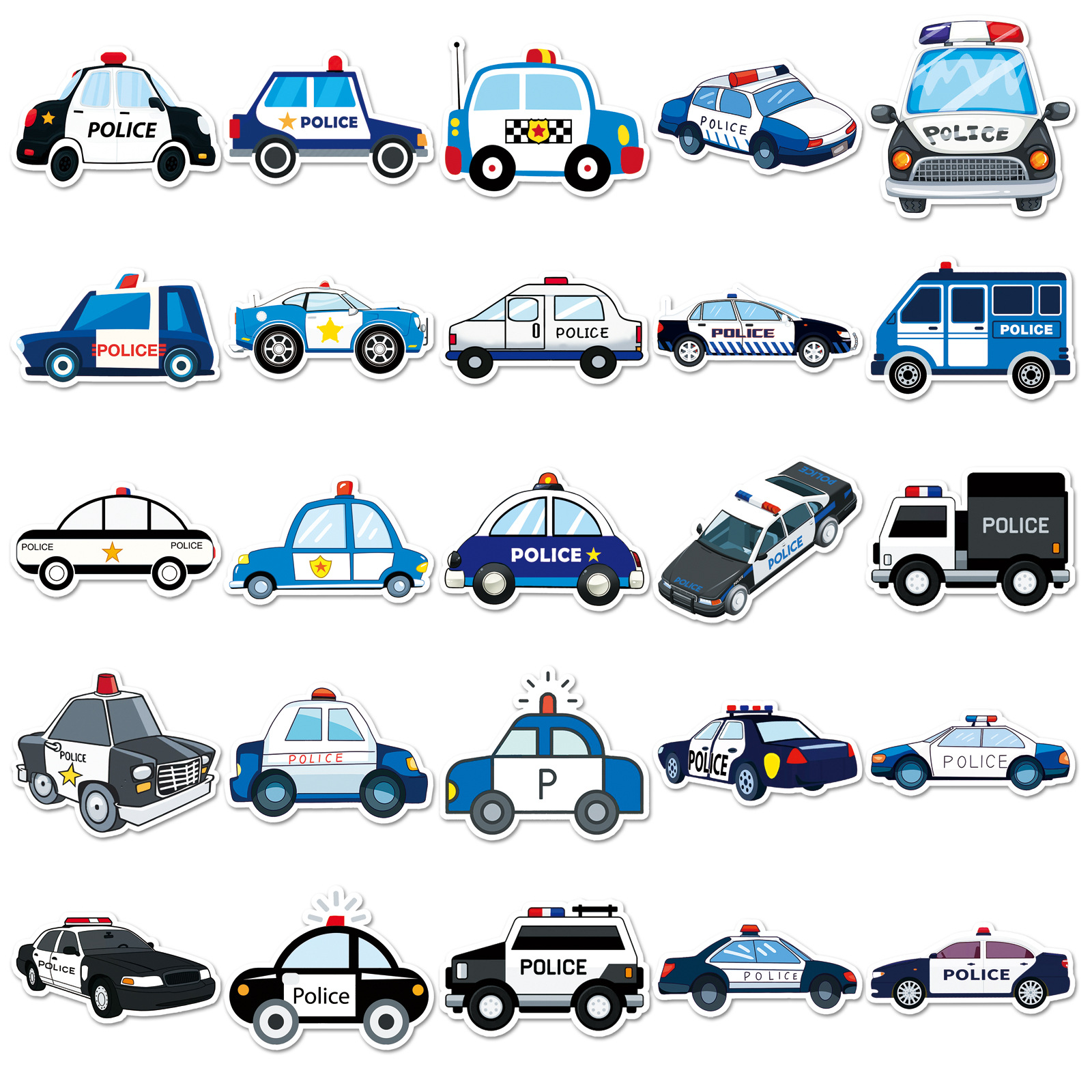 50Pcs Cartoon Police Car Theme - Car Accessories For Boys reseña y precio