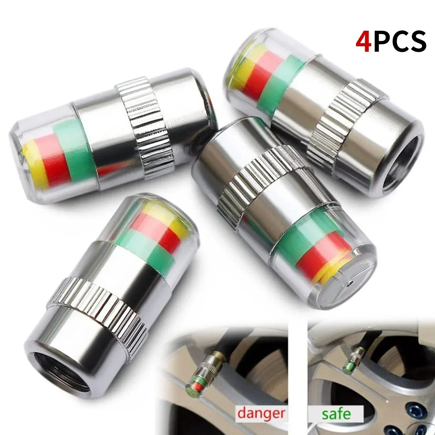 4/8PCS Car Tire Valve Caps wit - Tire Pressure Monitor reseña y precio