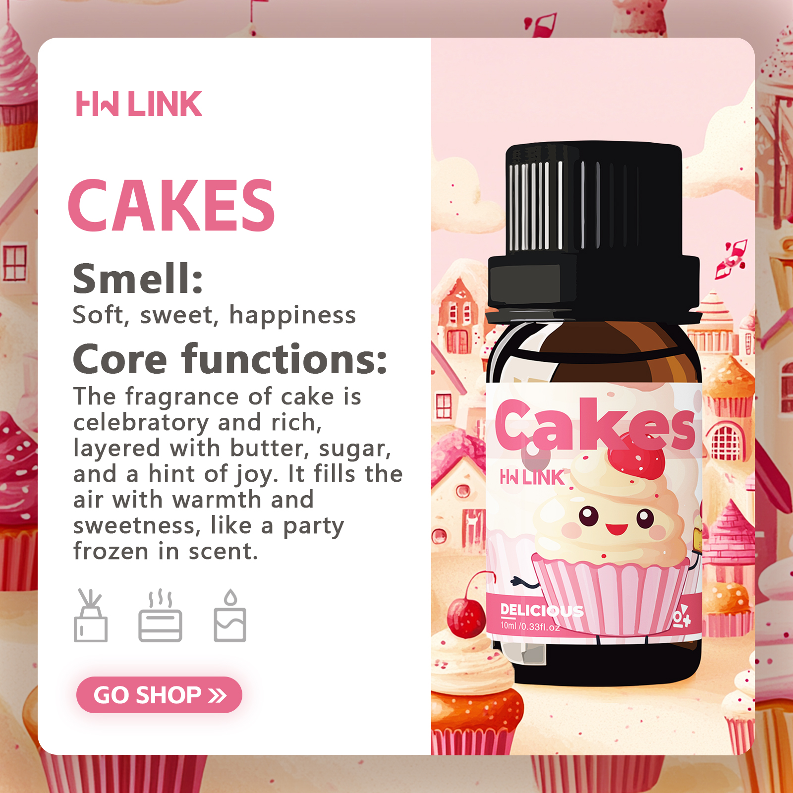 10ml Cakes Essential Oils Perf - Car Fragrance Diffuser reseña y precio