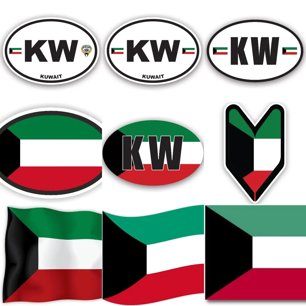 KW Kuwait Flag Emblem Creative - Car Accessories Kuwait reseña y precio