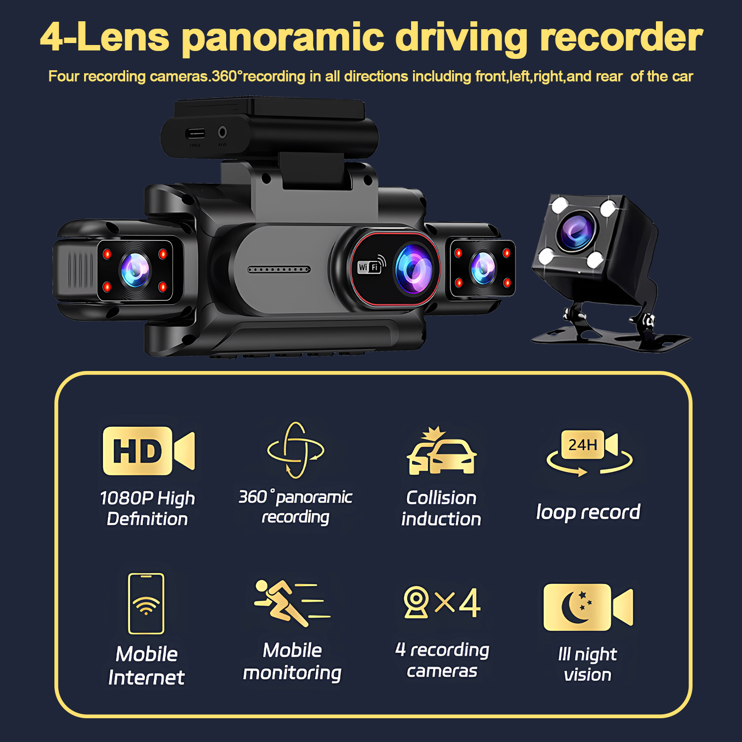 Dashcam for cars 4 Channel Bla - Car Accessories For Night Driving reseña y precio