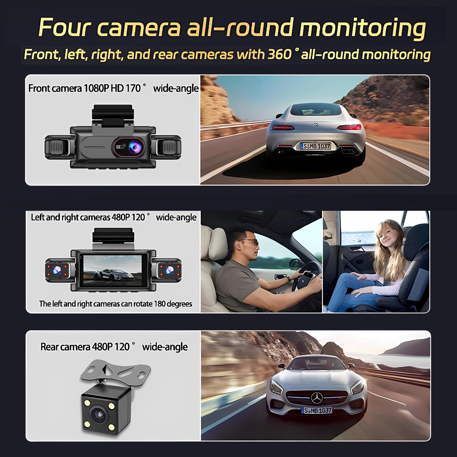 Dashcam for cars 4 Channel Bla - Car Accessories For Night Driving reseña y precio