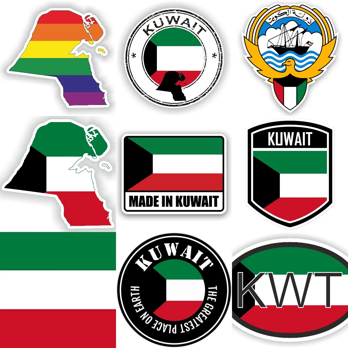 KWT Kuwait Flag Map National E - Car Accessories Kuwait reseña y precio